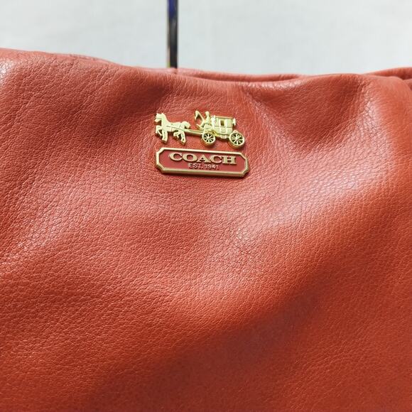 Coach Madison Orange Leather Zipper Closure Hobo Shoulder Bag - Picture 3 of 16